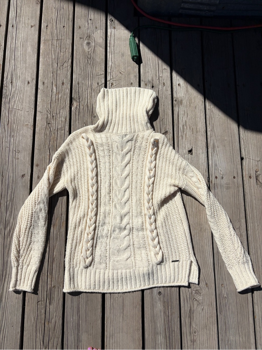 Abercrombie & Fitch Cream Cable-Knit Turtleneck Sweater